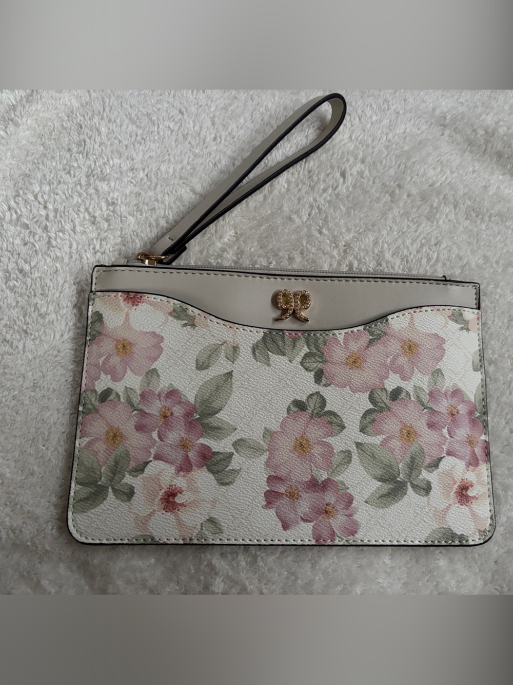 Nine West Floral Wristlet Clutch in Pink and Cream